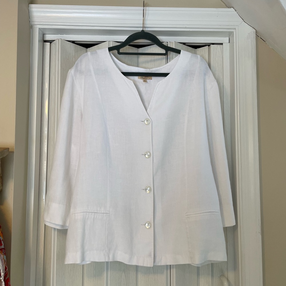 Choices White Linen Blazer